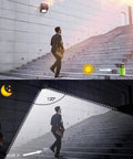Demonstration of Upgraded Solar Motion Sensor Lights Outdoor 30 LED Wireless Waterproof Security Lights for stairs at night