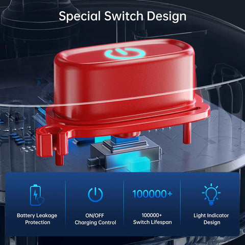 Heavy Duty Usb C Car Charger With Six Foot Coiled Cable And Smart Power Switch, featuring red switch design for battery control.