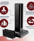 Six Panel Ready To Roll Glass Deck Railing Kit With No Stress Install And Built Tough Laminated Safety Panels. Black stainless steel support post.