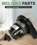 VORGENS vacuum blower motor, angled side view, black/gray housing, 120V