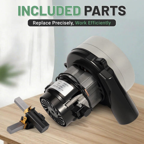 VORGENS vacuum blower motor, angled side view, black/gray housing, 120V