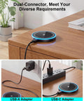 Two Pack Magnetic Wireless Charger Pad With Six Foot USB C And USB A Ports Fast Charge on desk showing dual adapters