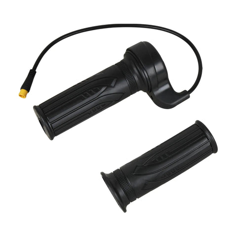 Full Twist Ebike Throttle 3 Pin Universal 12V 72V for Electric Bicycle Scooter, black grips with plug-and-play cable, smooth acceleration