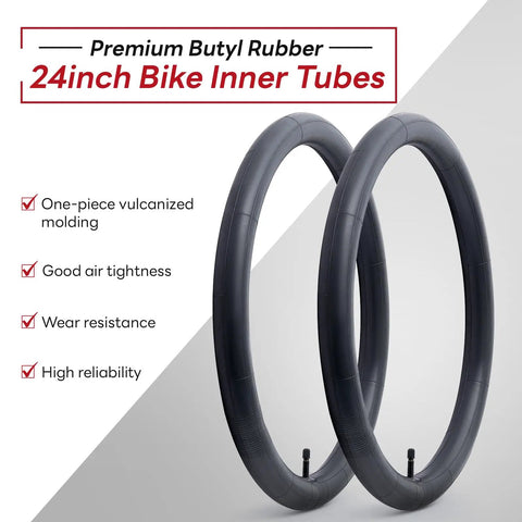 All-Around 24x1.75 to 2.125 Bike Inner Tubes 2 Pack With AV Schrader Valve For City Road Mountain Cruiser And Hybrid Bikes Easy Fix And Reliable Ride