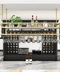 Ceiling Mounted Wine Rack Suspension System With Glass Holder And Bottle Rack Heavy Duty Built To Last Floating Overhead Storage Shelf