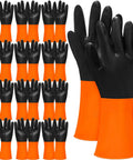 Heavy Duty Chemical Resistant Latex Gloves 12 Pairs Reusable Rubber Work Gear For Acid Oil And Grease Boss Level Industrial Hand Protection Xl Size Hustle Ready in black and orange.