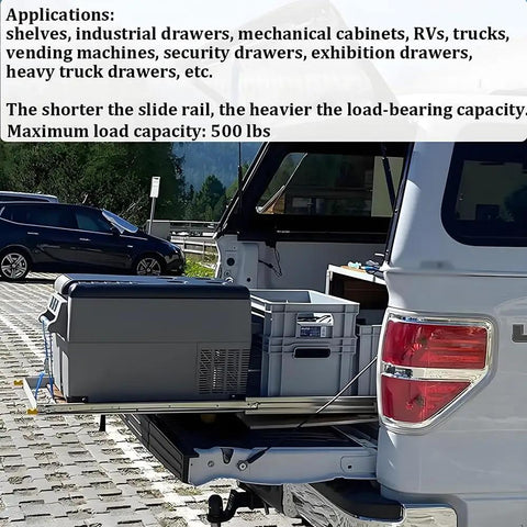 46 Inch Heavy Duty Drawer Slides With Lock For Side Mount Tool Boxes And Heavy Equipment Storage in truck bed