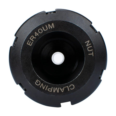 Top view of R8 ER40 Collet Chuck Milling Shank Holder With 7/16-20 Drawbar Thread showing clamping nut detail.