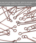 Red Copper Eye Pins 500Pcs 20mm 21 Gauge 0.7mm For Jewelry Making Findings DIY Craft Beading Head Pins, close-up