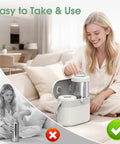 Portable Breast Milk Cooler Keeps 20 Oz Fresh Stash Icy For 24 Hours No Ice Hassle Needed Thanks To Medical Grade Steel Body Leakproof Container shown in use by smiling mom.