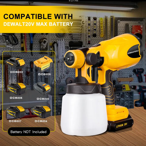Top Shelf Cordless Paint Sprayer Airless Tool Only Works With DeWalt 20V Batteries Featuring Boss Level Brushless Motor and tank.
