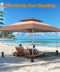 13x13 Pop Up Gazebo Outdoor Canopy Shelter With Four Sandbags No Fuss Quick Setup Sun Shade Canopy on beach with chairs