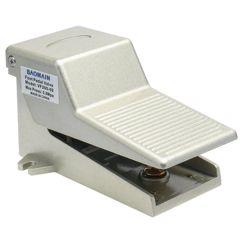 Pneumatic Foot Pedal Valve VF200 2 Position 3 Way Momentary Foot Switch With Metal Body And Mufflers Port Size One Quarter Inch For Controlling Single Acting Cylinders And Pneumatic Actuators