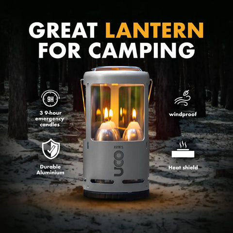 Red Candle Lantern For Camping And Emergencies, A Must-Have For Backcountry Prep, display with features in outdoor setting