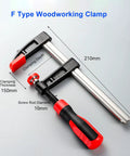 6 Inch Bar Clamp Heavy Duty F Style Clamping Tool With 300lbs Grip Power For Woodworking Projects In The Shop Alloy Steel With ABS Handle And A 5.9 Inch Jaw Opening 1 Pack shown with 210mm bar and 150mm clamping depth