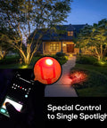 Seriously Slick Smart Outdoor RGBW Landscape Lights 5 Pack with app control illuminating garden and trees