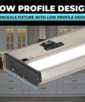 Linkable Under Cabinet Lights For Kitchen 24 Inch Satin Finish With 3 CCT 2700K 3000K 4000K Dimmable And Easy Install shown installed