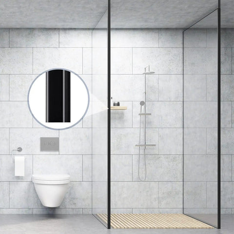 Glass shower door with black magnetic seal strip replacement roll, framed and semi-framed sliding doors, easy to cut, one roll.