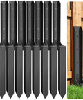 Eight Pack Heavy Duty Fence Post Repair Stakes Kit for replacing tilted or broken wood posts with deep ground anchors, front view.