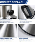 Bad Boy Stainless Steel Fume Extractor Crafted To Tackle Thick Welding Fumes And Shop Grime While Keeping The Garage Smelling Fresh Throughout Heavy Duty Ops, showing adjustable duct collar and sturdy handle.