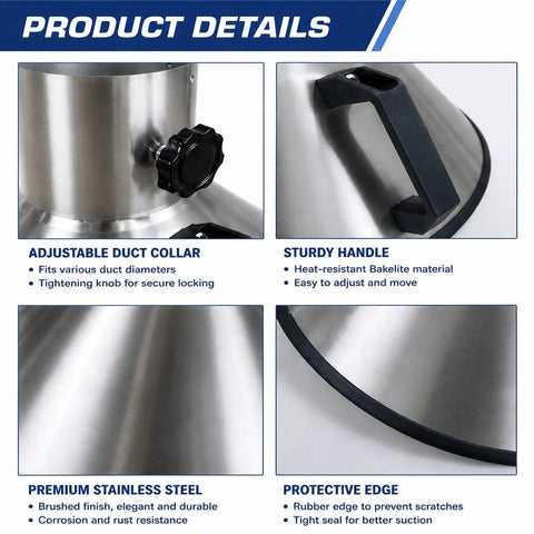Bad Boy Stainless Steel Fume Extractor Crafted To Tackle Thick Welding Fumes And Shop Grime While Keeping The Garage Smelling Fresh Throughout Heavy Duty Ops, showing adjustable duct collar and sturdy handle.