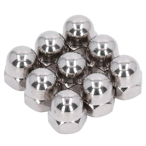 Premium 50 Pcs Stainless Steel Cap Nut Set With #7 Hex Dome Fasteners For Vehicle Maintenance Repair And Machine Equipment Build Projects Featuring Durable M8 M10 And M12 Sizes, chrome cap nuts