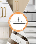 Precision Aluminum Twin Ruler Cabinet Hardware Jig, 44 And 16 Inch Drill Guide Template displayed with various cabinet drawer handles.
