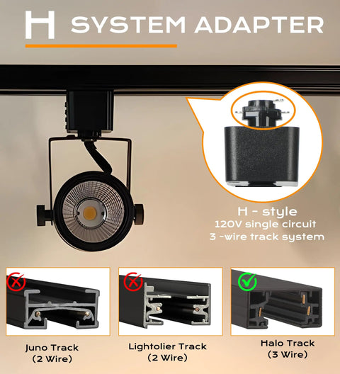 Slick 8W Dimmable LED Track Light Head With 4000K Cool White CRI90 Plus True Color Rendering, Adjustable Tilt, 40 Degree Beam, Halo Type, Black Finish, Pack Of 6