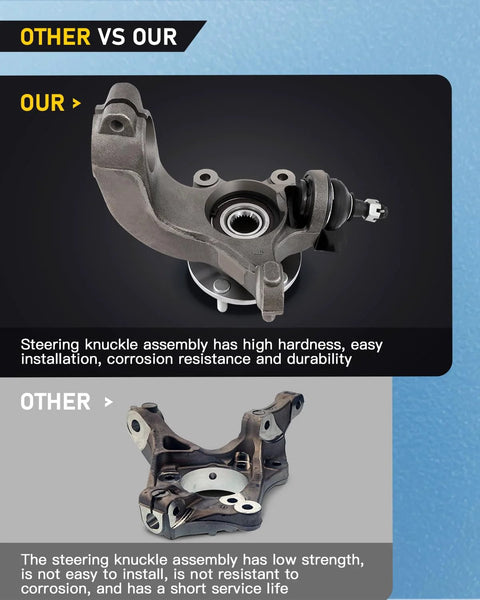 Front Left Steering Knuckle Assembly With Wheel Hub Bearing For Ford Transit Connect 2011 2012 2013 2Liter LK013 OE Replacement