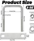Eight Pack Square U Bolts With Washers And Nuts Two And A Half Inch Inner Width Hundred Millimeter Length 304 Stainless Steel Replacement Parts