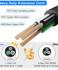 Close-up of Beefy Heavy Duty 3 Foot 12 Gauge 3 Prong Open End Power Cable showing copper wire layers and comparison with 14AWG wire.