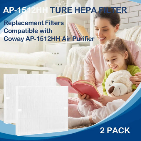 True HEPA Replacement Filter for Airmega AP-1512HH Mighty and Airmega 200M Purifiers, 2 pack, mother and daughter smiling