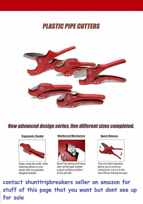 Ratcheting PVC CPVC Pipe Cutter For Plumbing And Irrigation Projects, red cutters in various sizes with ergonomic handles