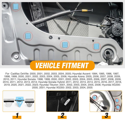 Heavy Duty Nylon Molding Retainer Clip Kit With Gasket Sealant For Fender And Rocker Panel Fasteners Auto Body Trim Hardware Replacement Parts For Hyundai Kia Rides image showing vehicle fitment details for multiple models.