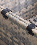 Close-up of Outdoor Rattan Furniture Clips For Patio Wicker Sofas And Chairs Alignment Fasteners Durable EVA Connector Set on furniture