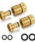 Solid Brass Garden Hose Quick Connect Fittings Three Quarter Inch GHT Internal Thread, Female and Male Quick Connect Adapters, 2 Pack With Washers and Sealing Rings, One Handed Connection No Sweat, Handles Up To 160 PSI