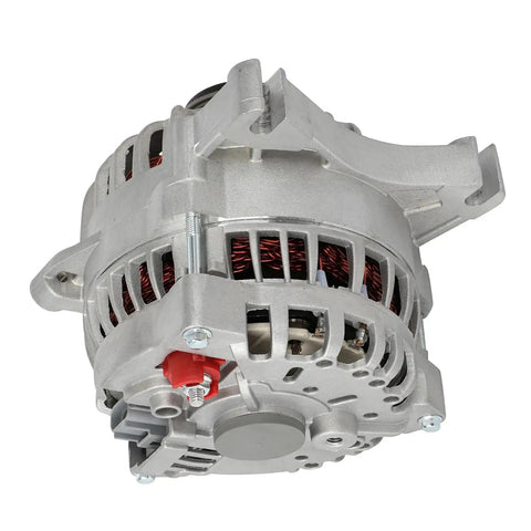 Badass Heavy Duty Alternator Swap For 2005 Through 2008 Ford Mustang 4.6L featuring silver housing and intricate internal wiring.