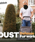 Man mowing lawn wearing Six Pack Neck Gaiter Face Mask Bandana For Outdoor Adventures, Fishing And Travel, Cooling Sun Protection Scarf.