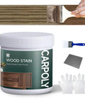 Water Based Wood Stain And Sealer In One Vintage Furniture Finish 32 Oz Container with brush and supplies for indoor projects.