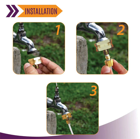 Installation steps for Two Pack Three Quarter Inch To One Quarter Inch Brass Garden Hose Adapter Set Female To Compression Quick Connect