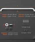 Two Pack 36 Inch White Shower Grab Bars With Anti Slip Knurled Grip Sturdy Stainless Steel Wall Mount Bathroom Safety Handrail parts and dimensions
