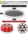12 Inch Non Skid Turntable Lazy Susan Organizer 4 Pack For Cabinet Countertop Pantry Fridge Vanity And Under Sink Storage Spinning Rack For Spice Jars Cans And Grab And Go Essentials showing dimensions and 12 cans capacity
