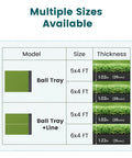 Size and thickness chart for Indoor Outdoor Golf Practice Mat With Built In Ball Tray And Alignment Line, 5 By 4 Ft, 26mm turf.