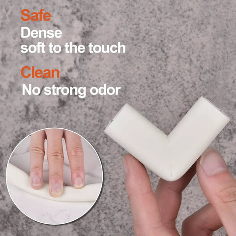Baby Proof Edge And Corner Guards 16 Ft High Density Nbr Rubber Foam Strips With 4 Heavy Duty Caps For Toddlers showing soft corner cap.