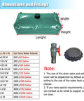 Dimensions of Collapsible Outdoor Water Storage Bag For Garden Farm And Livestock Use, Green PVC Water Bladder Tank