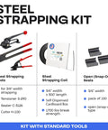 Beefed-Up Heavy Duty Steel Strapping Kit With 3/4 Inch By 300 Foot Coil, 1700 Lbs Break Strength, Includes 150 Open Seals