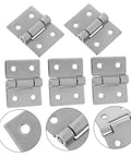 Outanaya barn door hinge set, six silver zinc-plated metal hinges with four mounting holes each