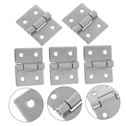 Outanaya barn door hinge set, six silver zinc-plated metal hinges with four mounting holes each