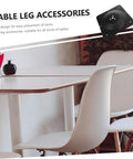 Rock Solid Table Leg Fixator Plates For Killing Wobbly Furniture Heavy Duty Black Steel Mounting Brackets on a table.