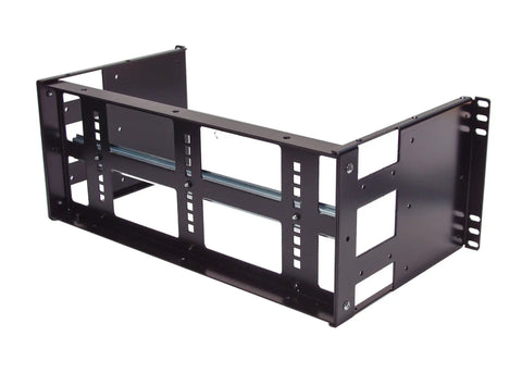 Heavy Duty 4U Rackmount Din Rail Panel With Adjustable Depth 14 Gauge Steel Rock Solid For Standard 19 Inch Server Racks, side view.